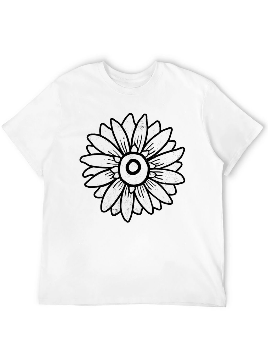 Black Graphic Tee - Bold Flower Design Casual Fit