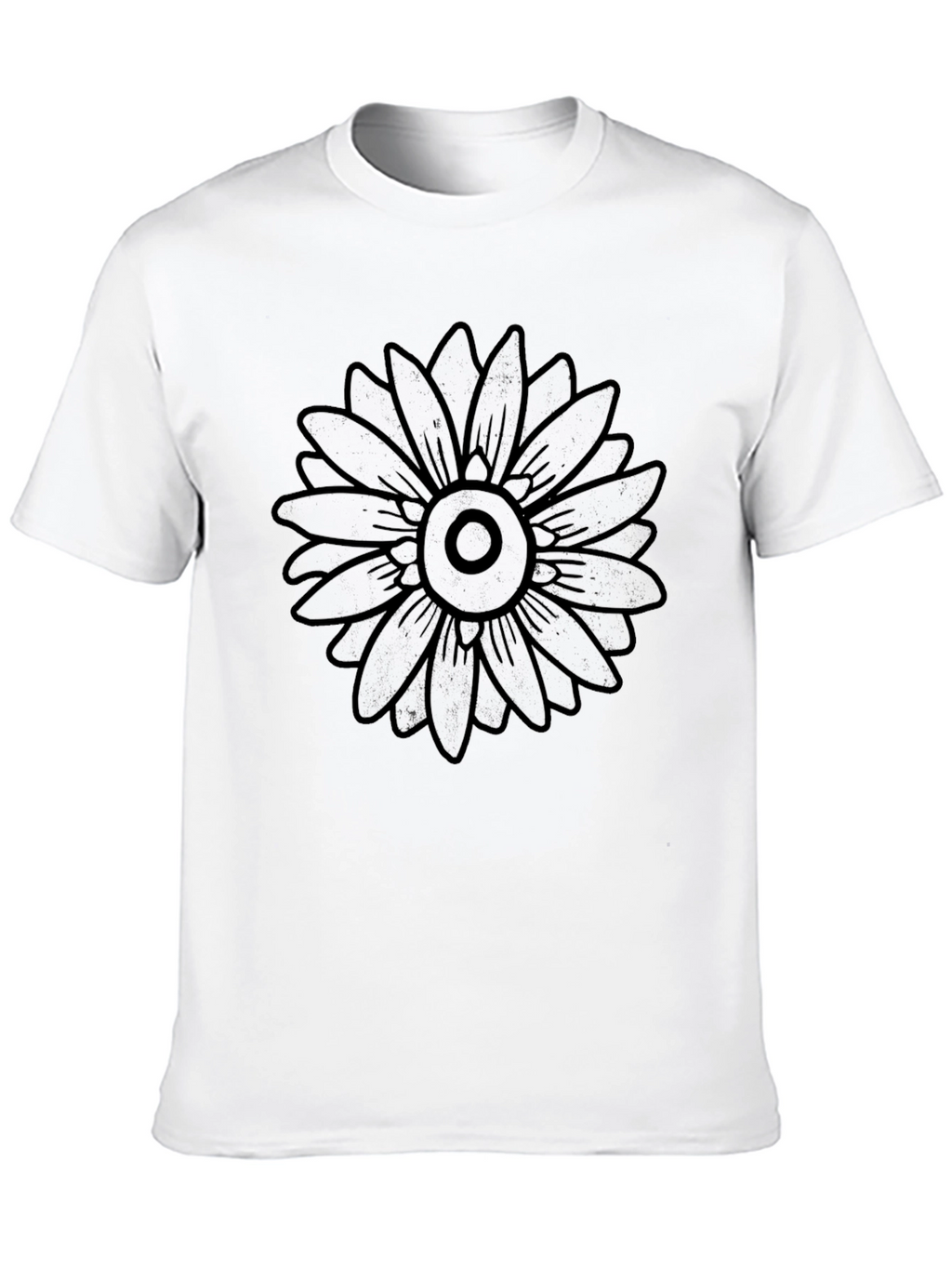 Black Graphic Tee - Bold Flower Design Casual Fit