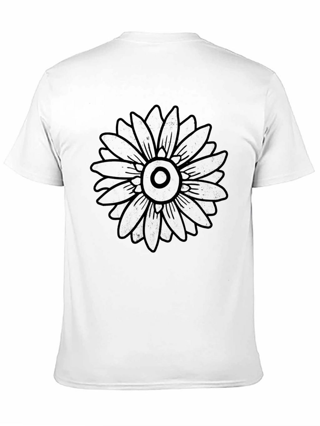 Black Graphic Tee - Bold Flower Design Casual Fit