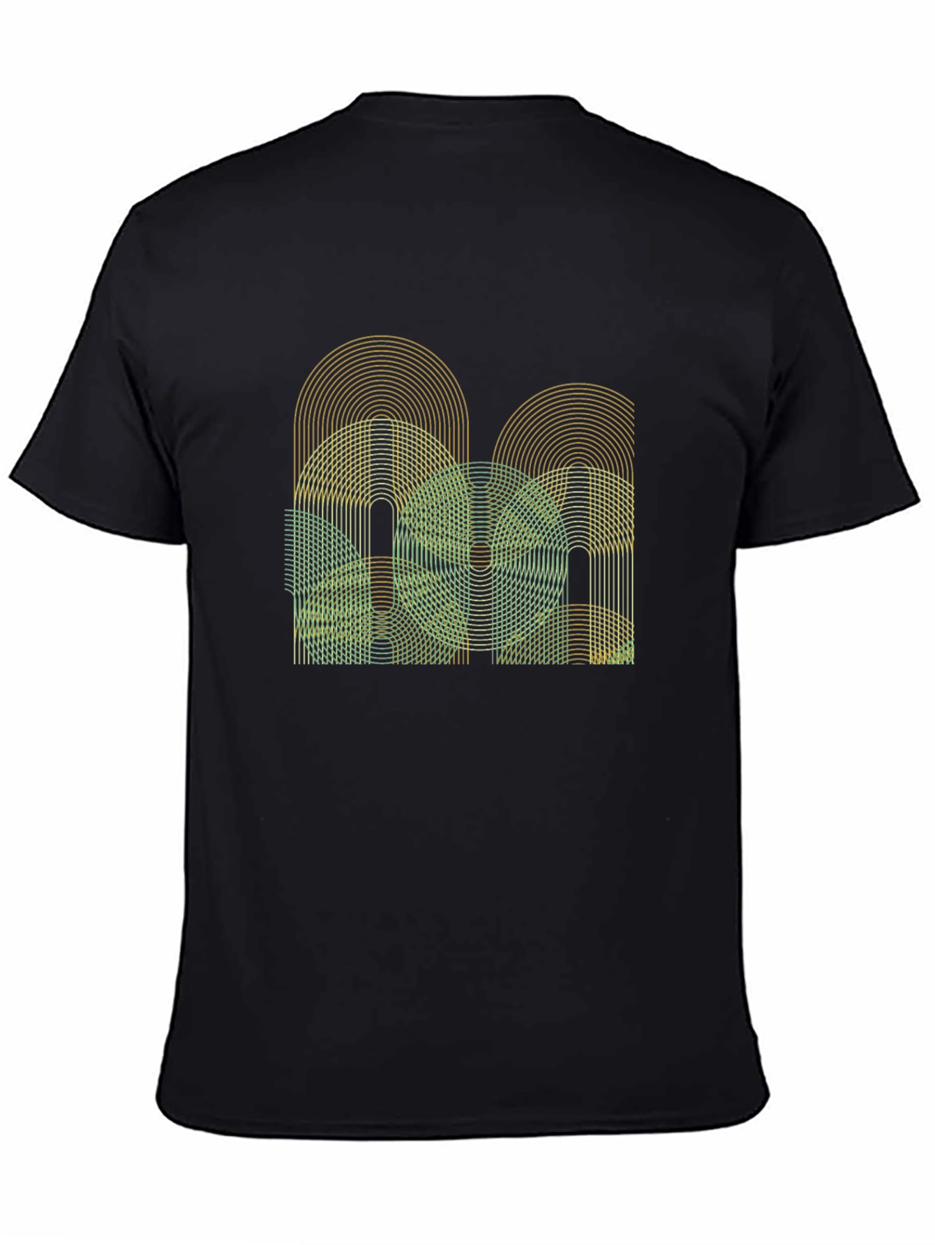 Abstract Geometric Graphic Tee - Mens Black T-Shirt