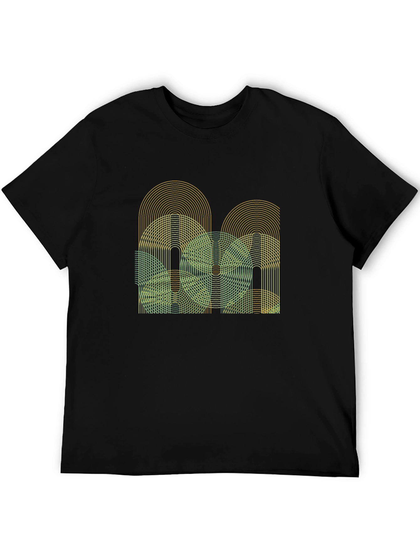 Abstract Geometric Graphic Tee - Mens Black T-Shirt