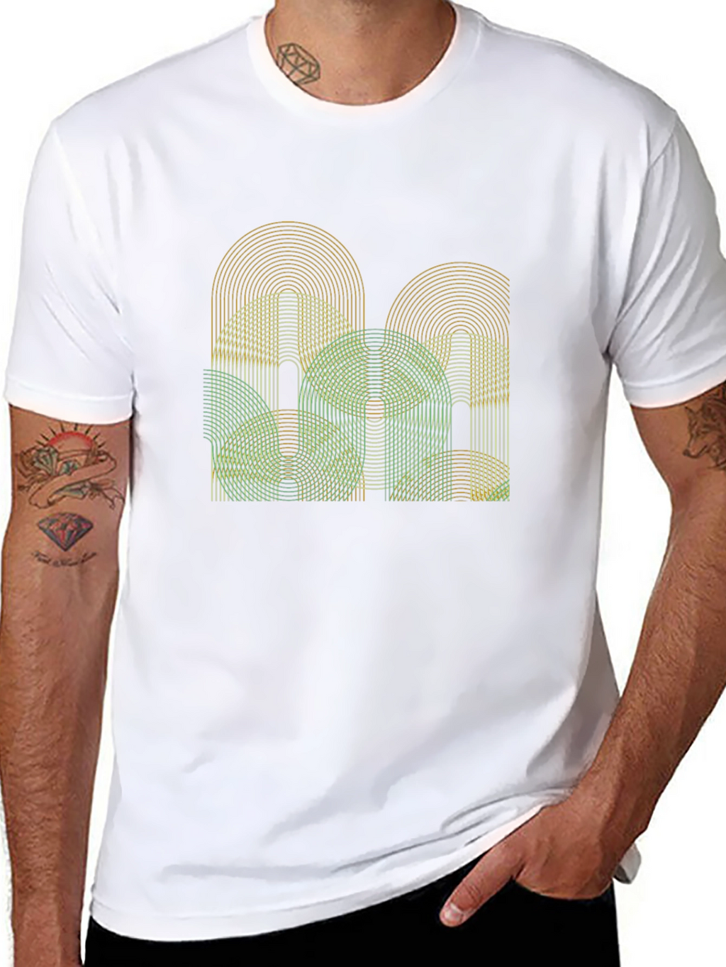 Abstract Geometric Graphic Tee - Mens Black T-Shirt
