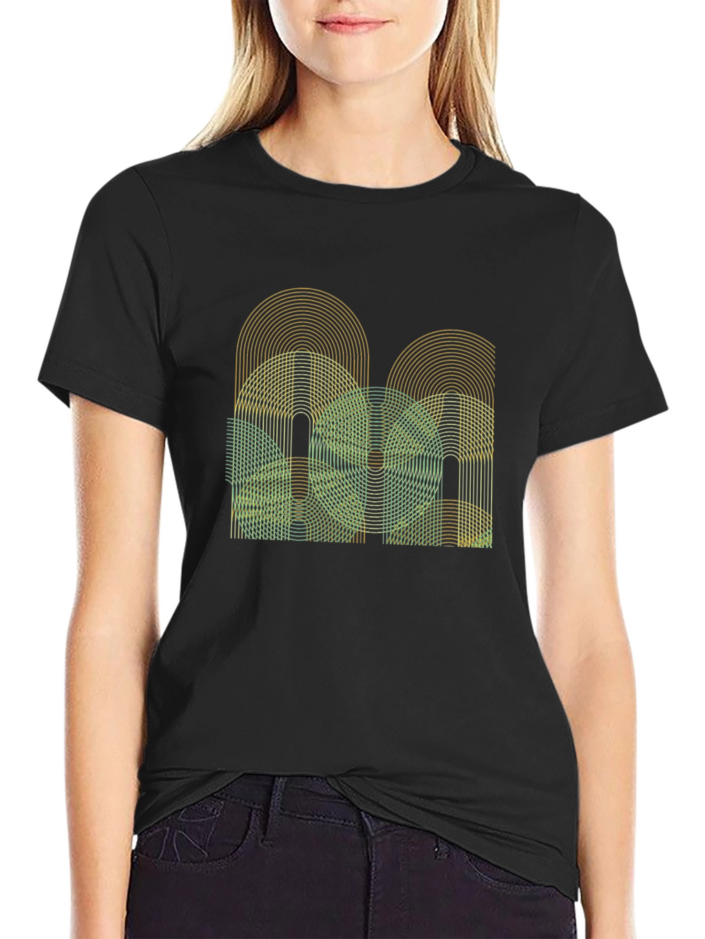 Abstract Geometric Graphic Tee - Mens Black T-Shirt