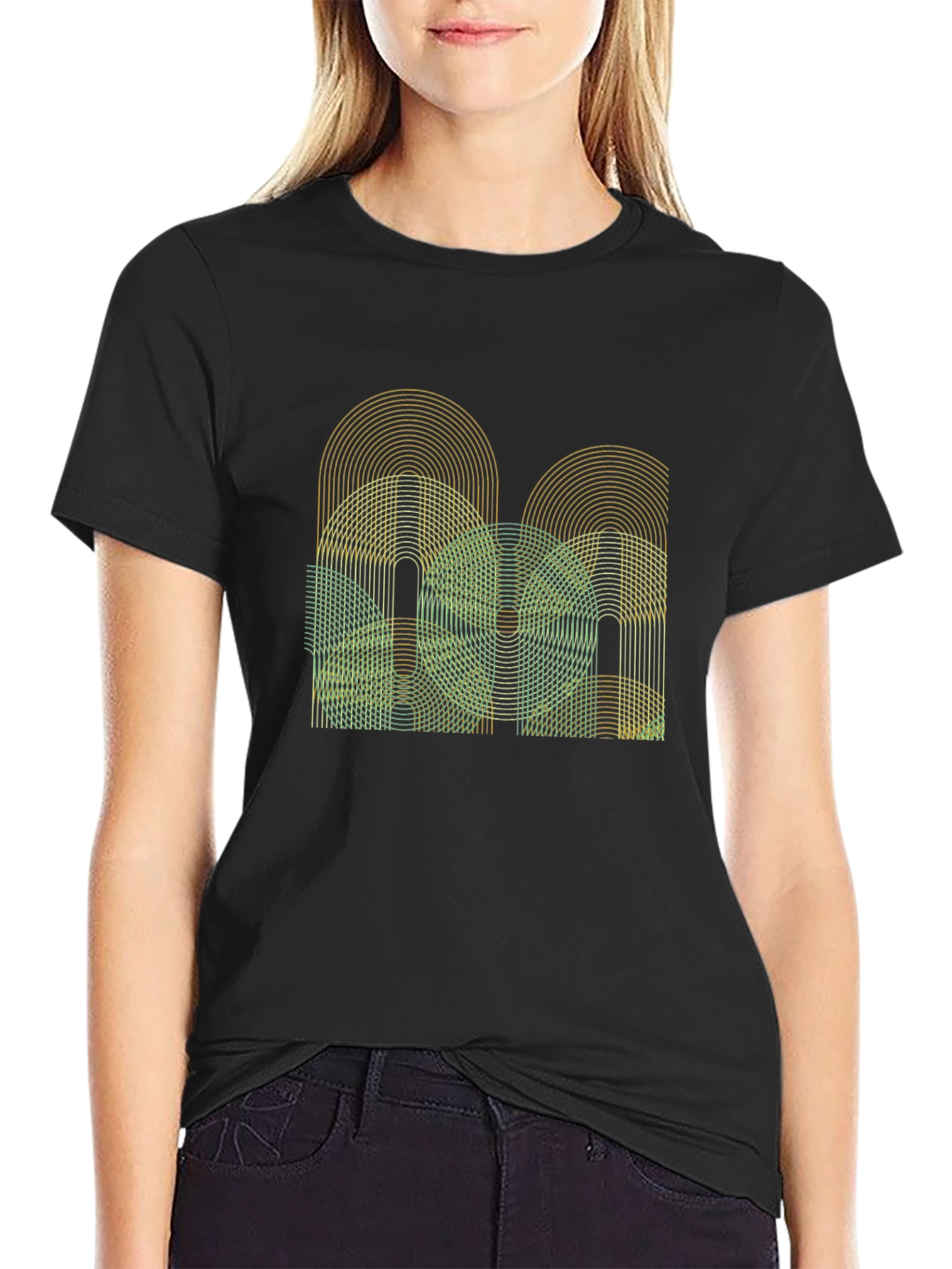 Abstract Geometric Graphic Tee - Mens Black T-Shirt