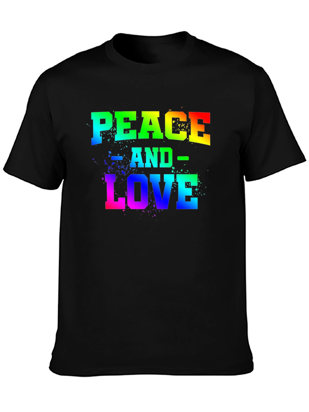 Peace and Love Rainbow Graphic T-Shirt