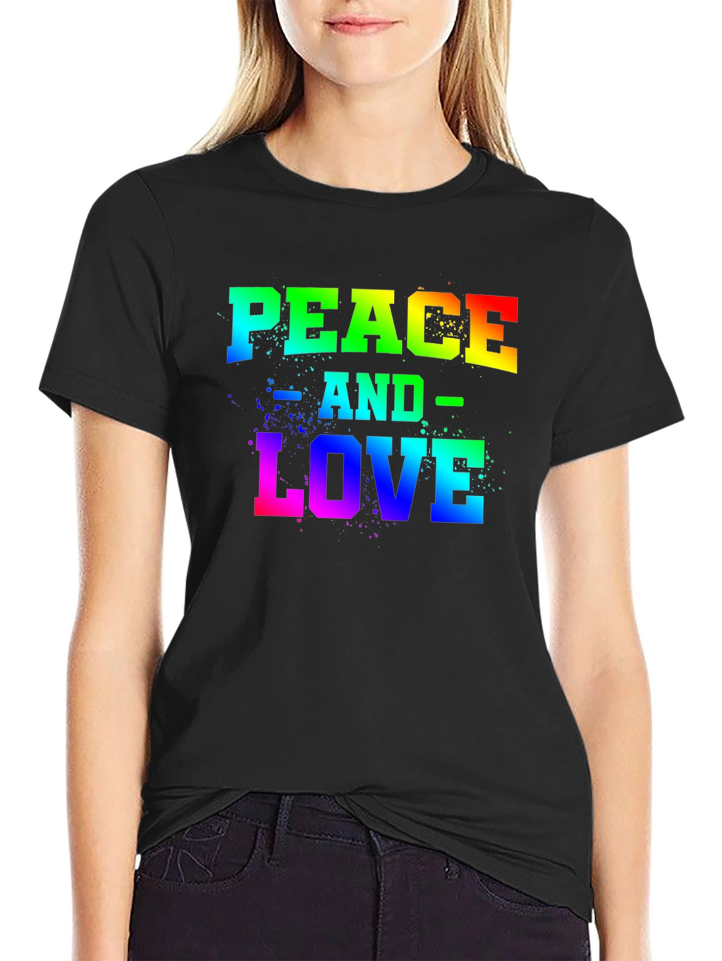 Peace and Love Rainbow Graphic T-Shirt