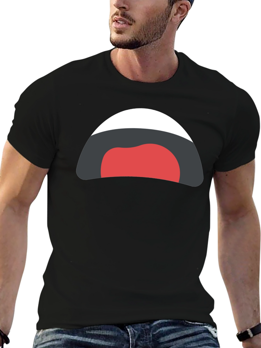 Funny Cartoon Mouth Black T-Shirt