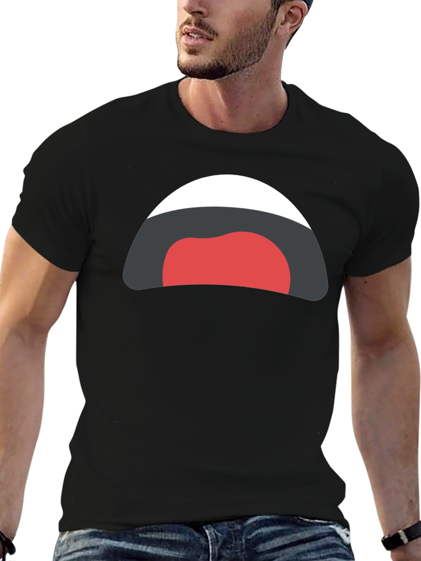 Funny Cartoon Mouth Black T-Shirt
