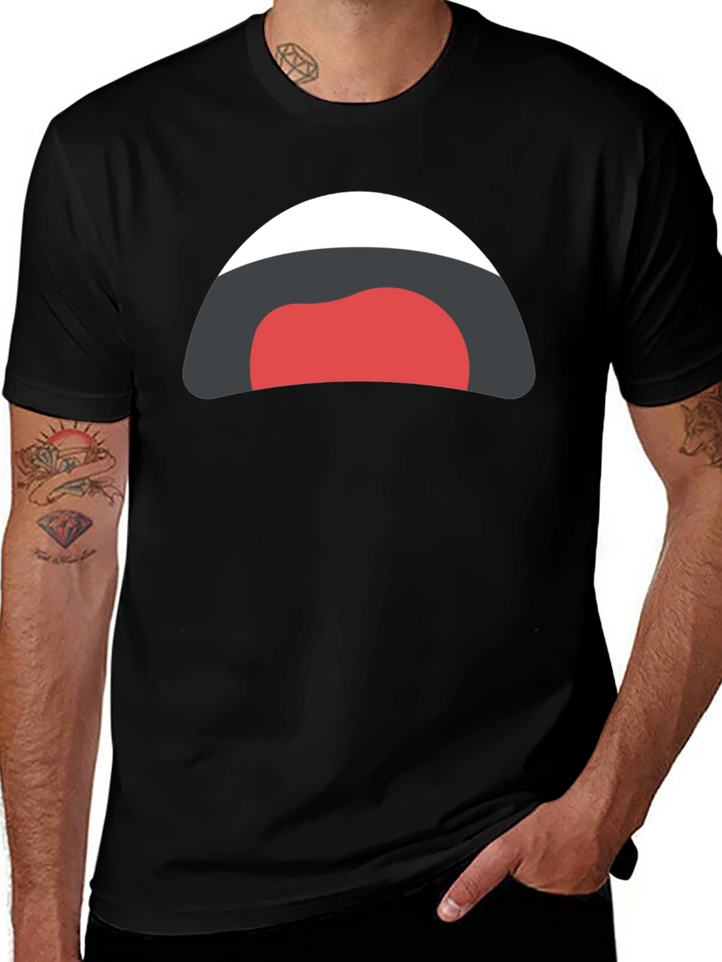 Funny Cartoon Mouth Black T-Shirt
