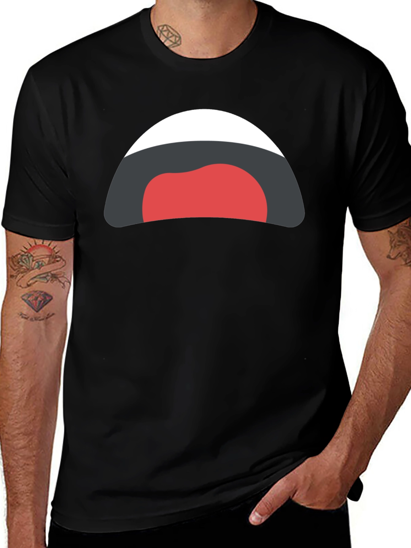 Funny Cartoon Mouth Black T-Shirt