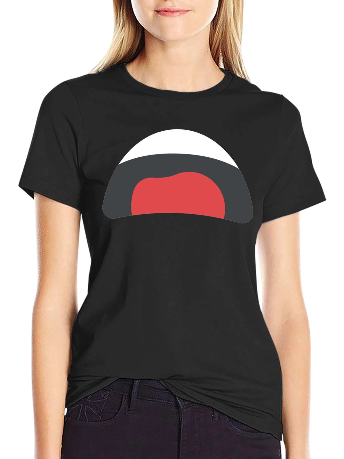 Funny Cartoon Mouth Black T-Shirt