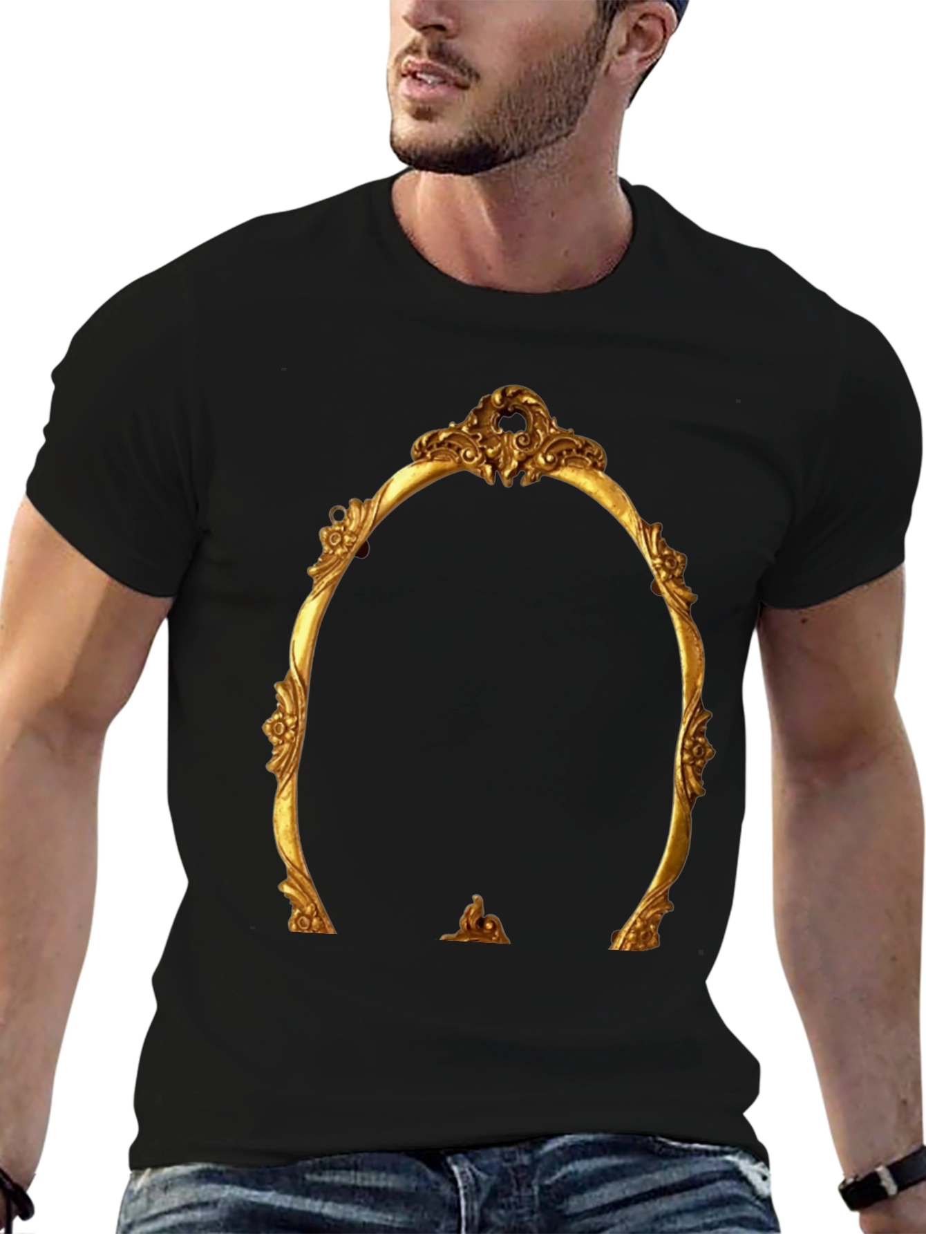 Ornate Golden Frame Graphic Tee - Statement Style