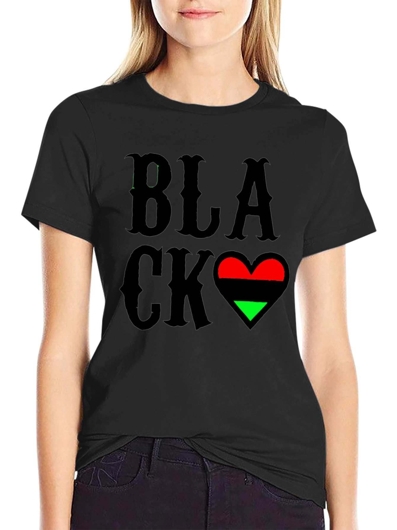 Black Love Heart T-Shirt - Pan-African Colors