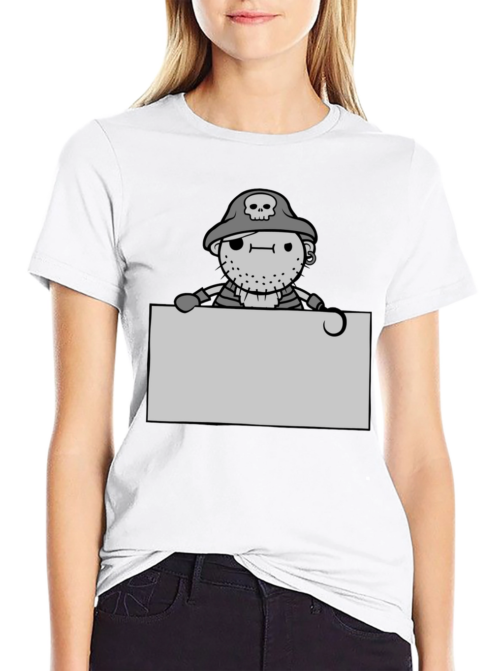 Cartoon Pirate Graphic Tee - Black Unisex T-Shirt