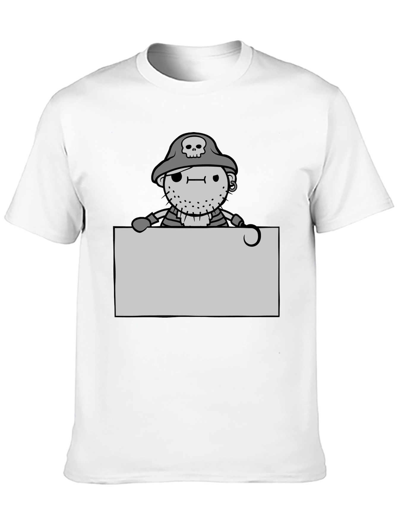 Cartoon Pirate Graphic Tee - Black Unisex T-Shirt