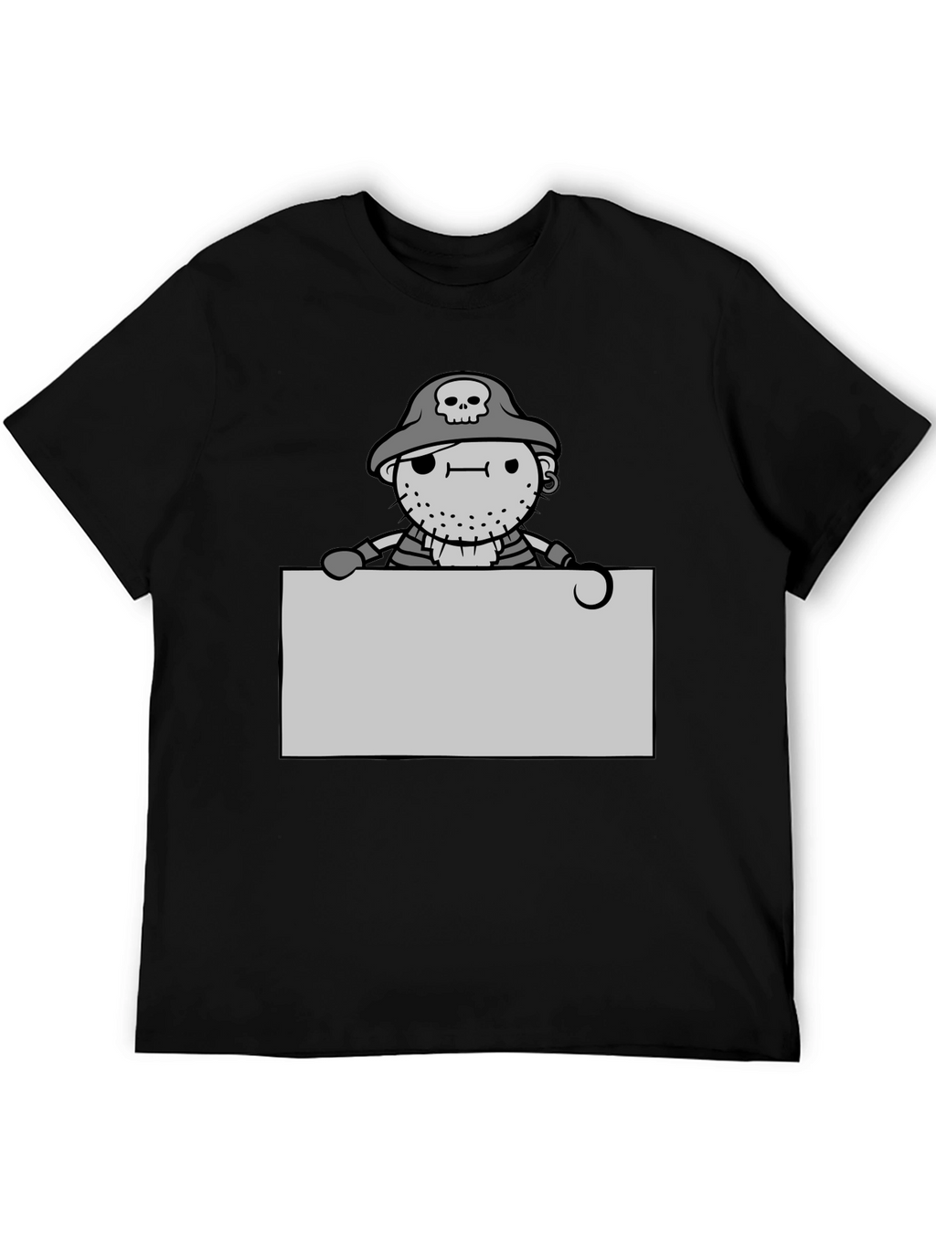 Cartoon Pirate Graphic Tee - Black Unisex T-Shirt
