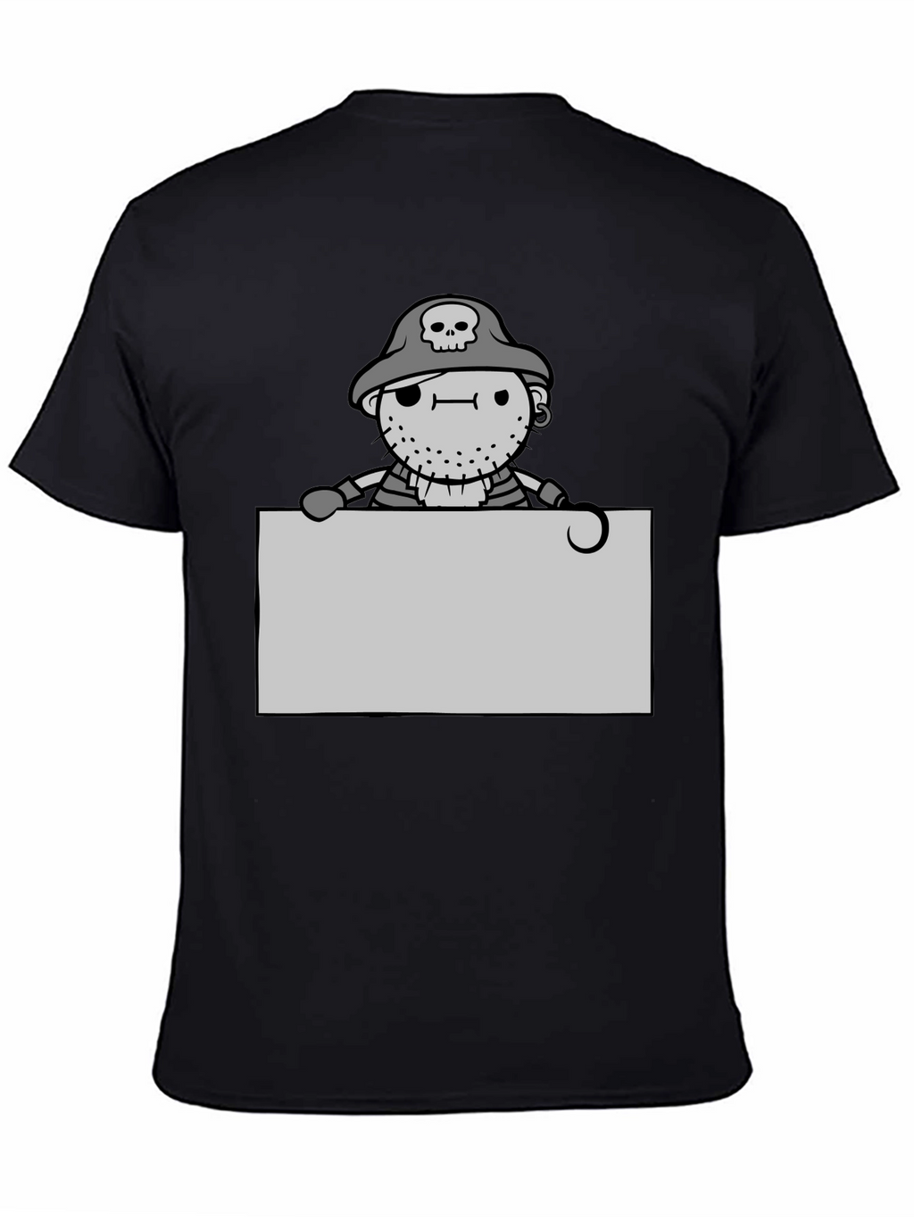 Cartoon Pirate Graphic Tee - Black Unisex T-Shirt