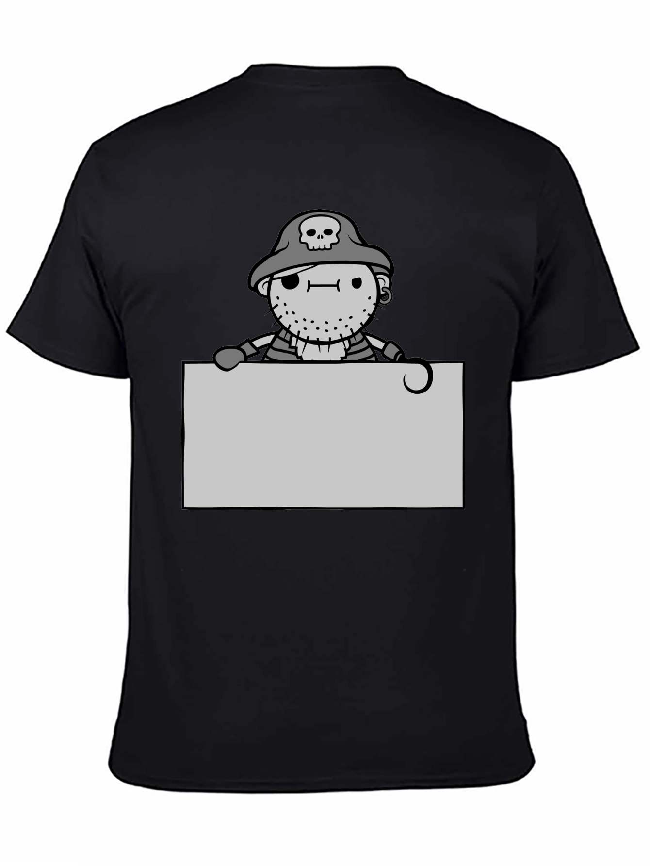 Cartoon Pirate Graphic Tee - Black Unisex T-Shirt