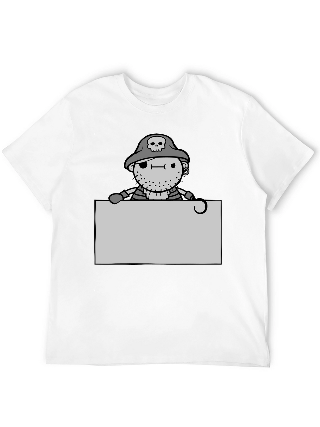 Cartoon Pirate Graphic Tee - Black Unisex T-Shirt