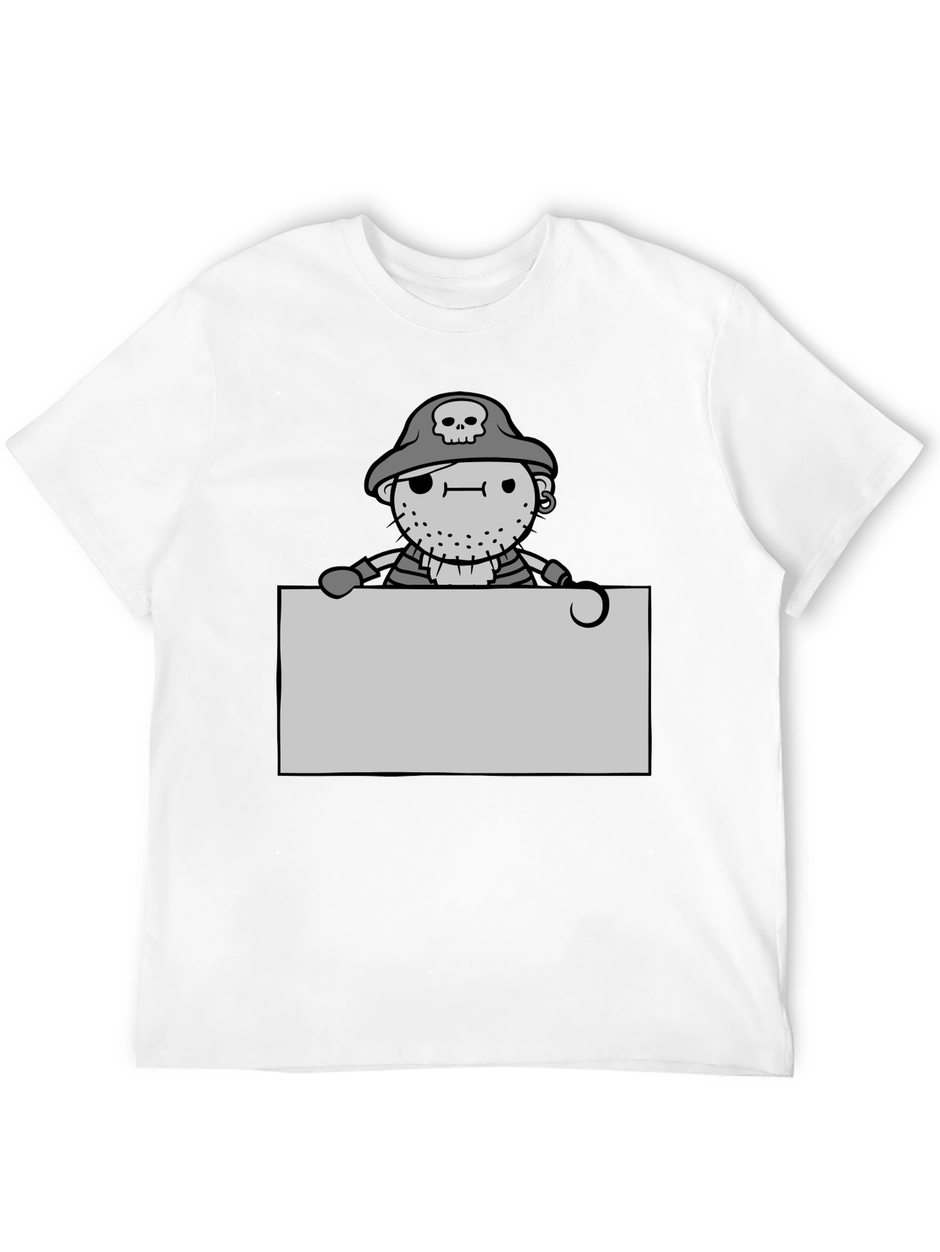Cartoon Pirate Graphic Tee - Black Unisex T-Shirt