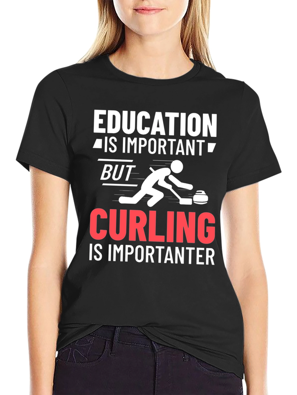 Education Important Curling Importanter T-Shirt