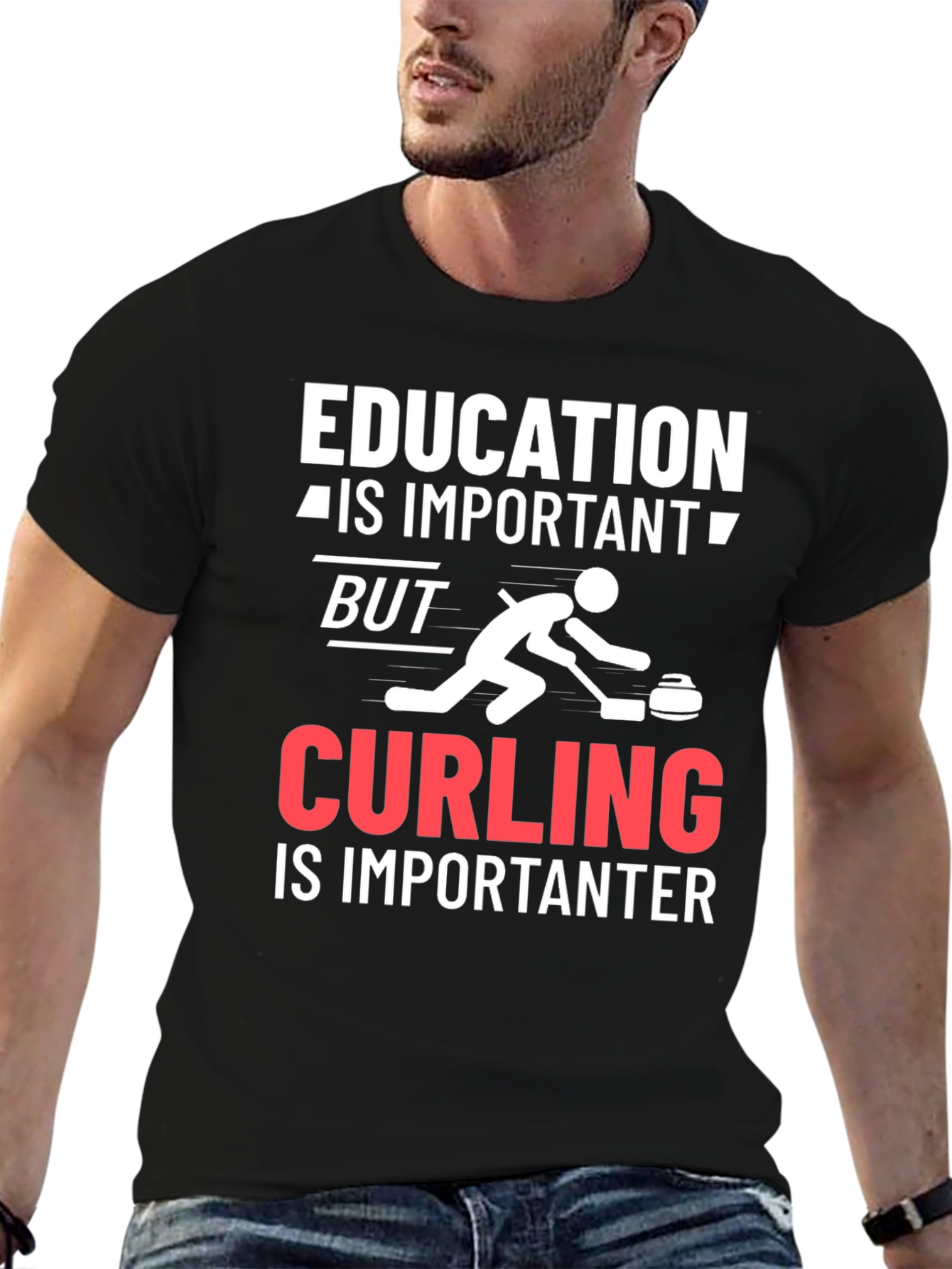 Education Important Curling Importanter T-Shirt
