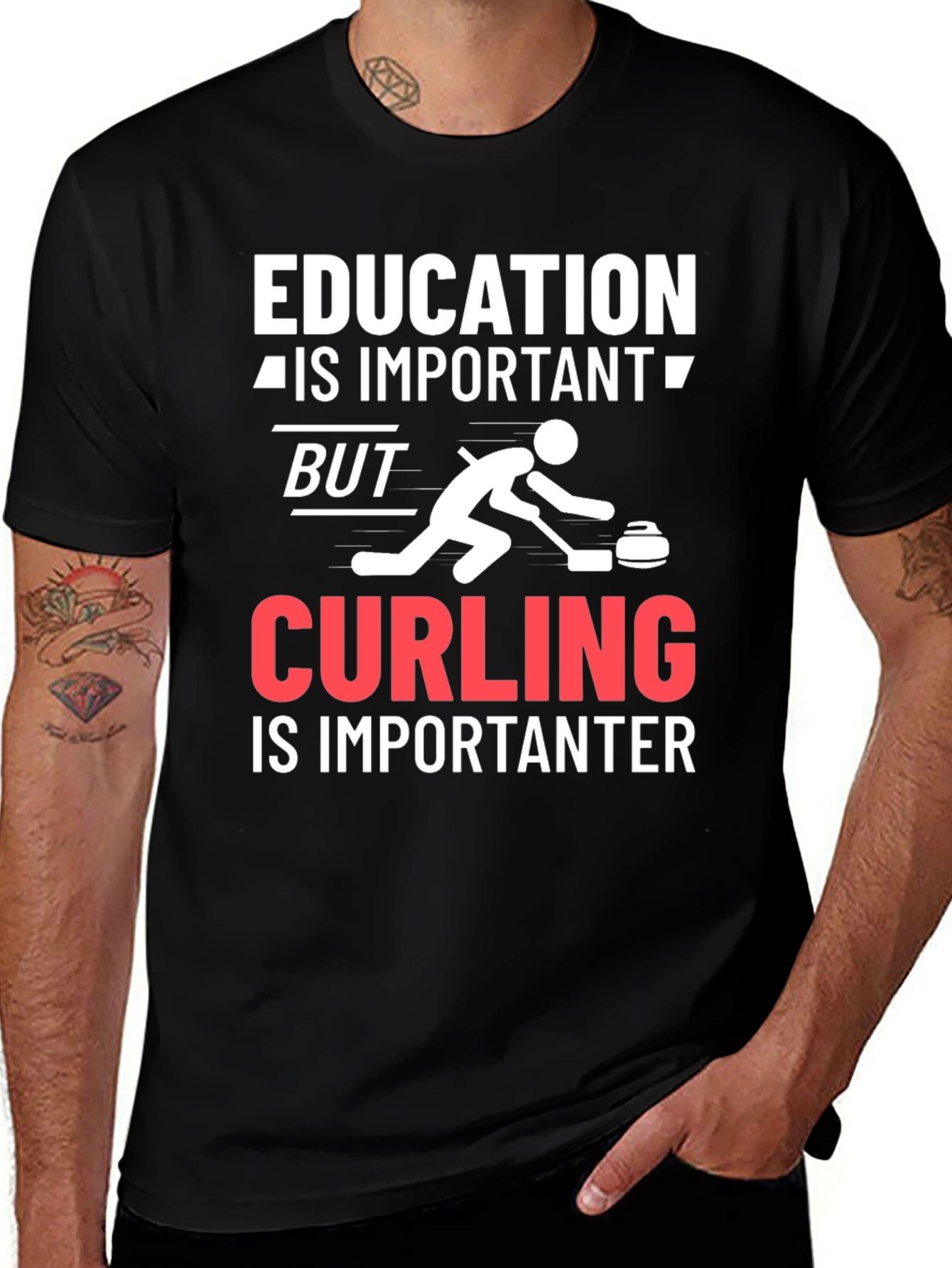 Education Important Curling Importanter T-Shirt