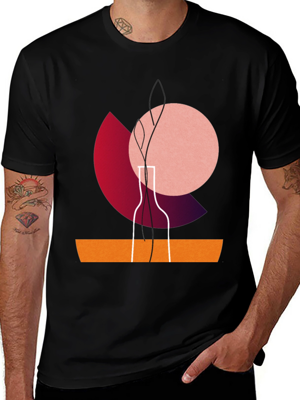 Modern Graphic Print Crew Neck T-Shirt