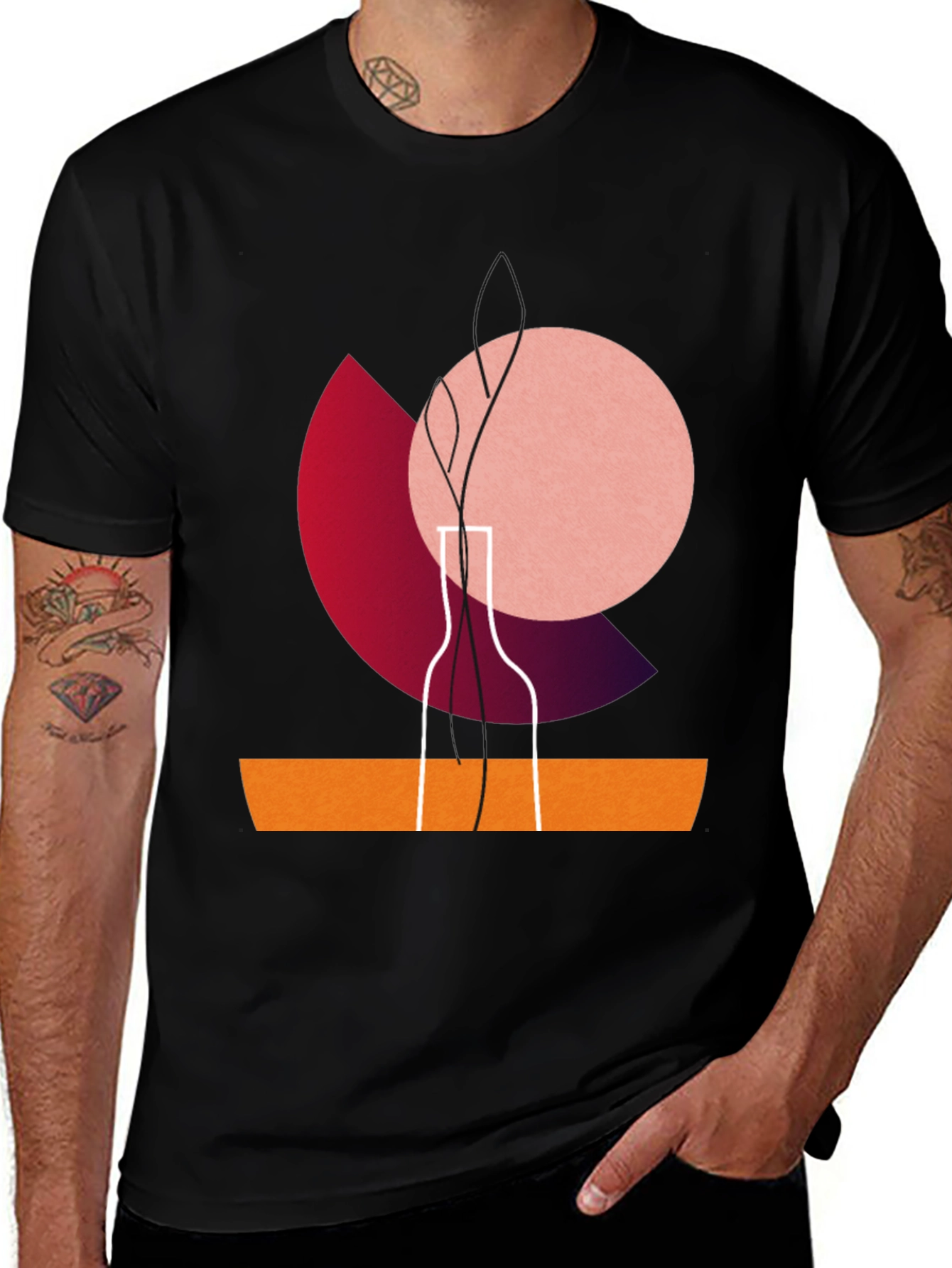 Modern Graphic Print Crew Neck T-Shirt