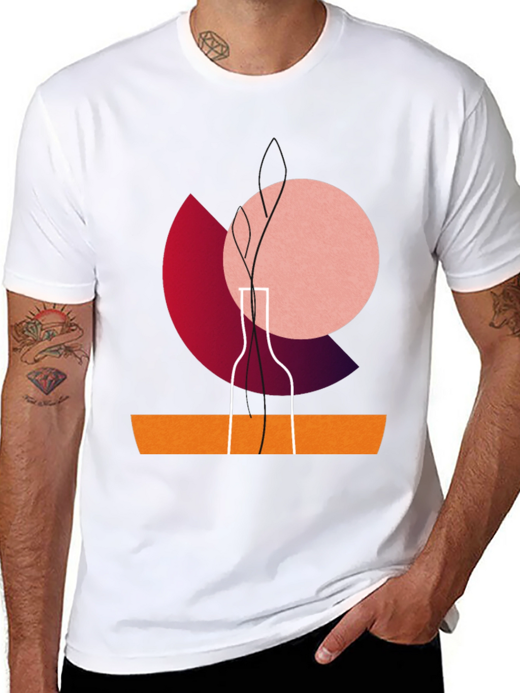 Modern Graphic Print Crew Neck T-Shirt