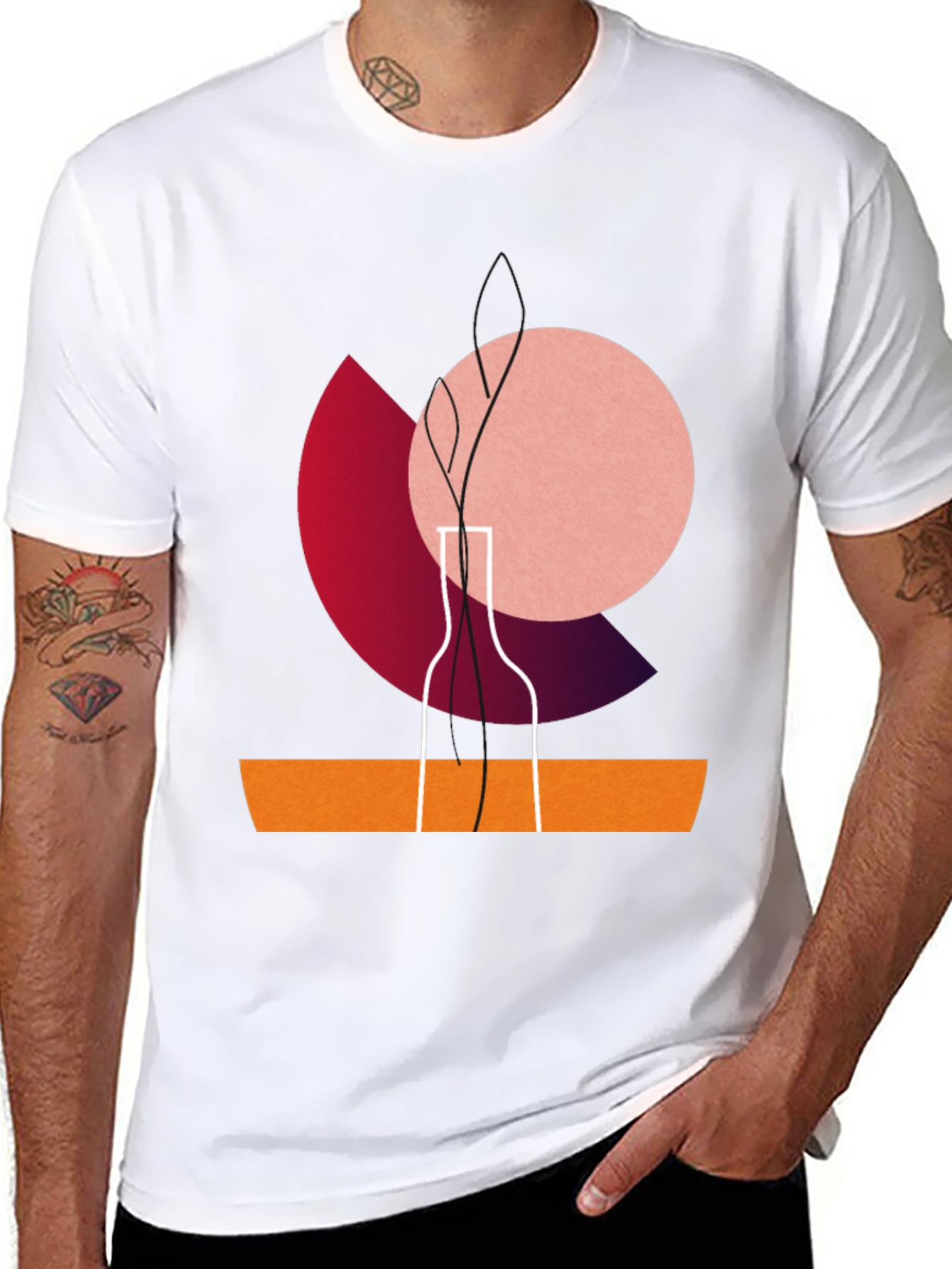 Modern Graphic Print Crew Neck T-Shirt