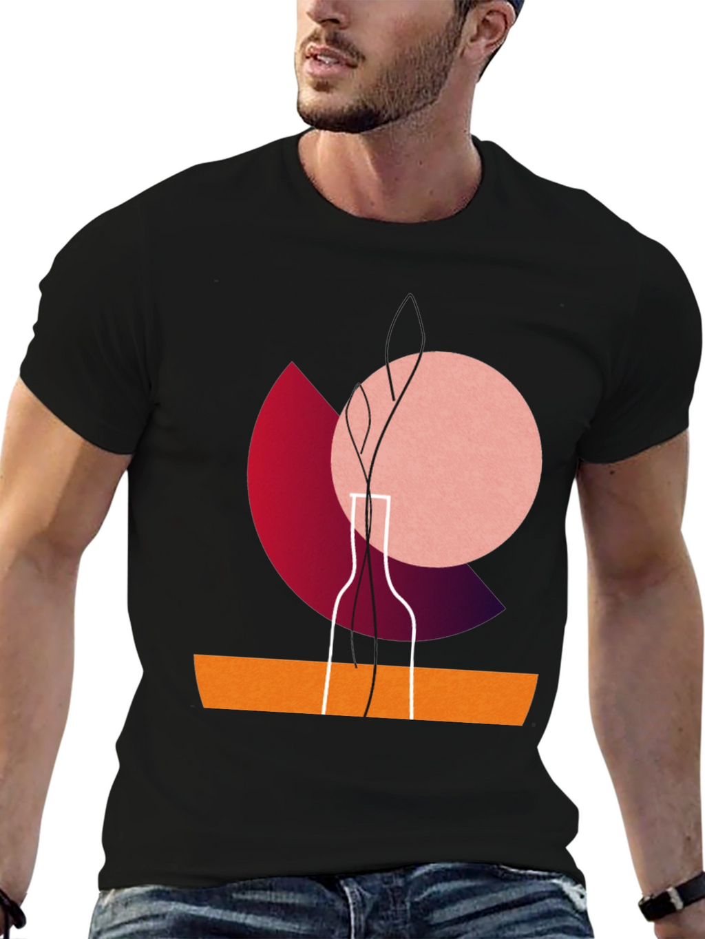 Modern Graphic Print Crew Neck T-Shirt