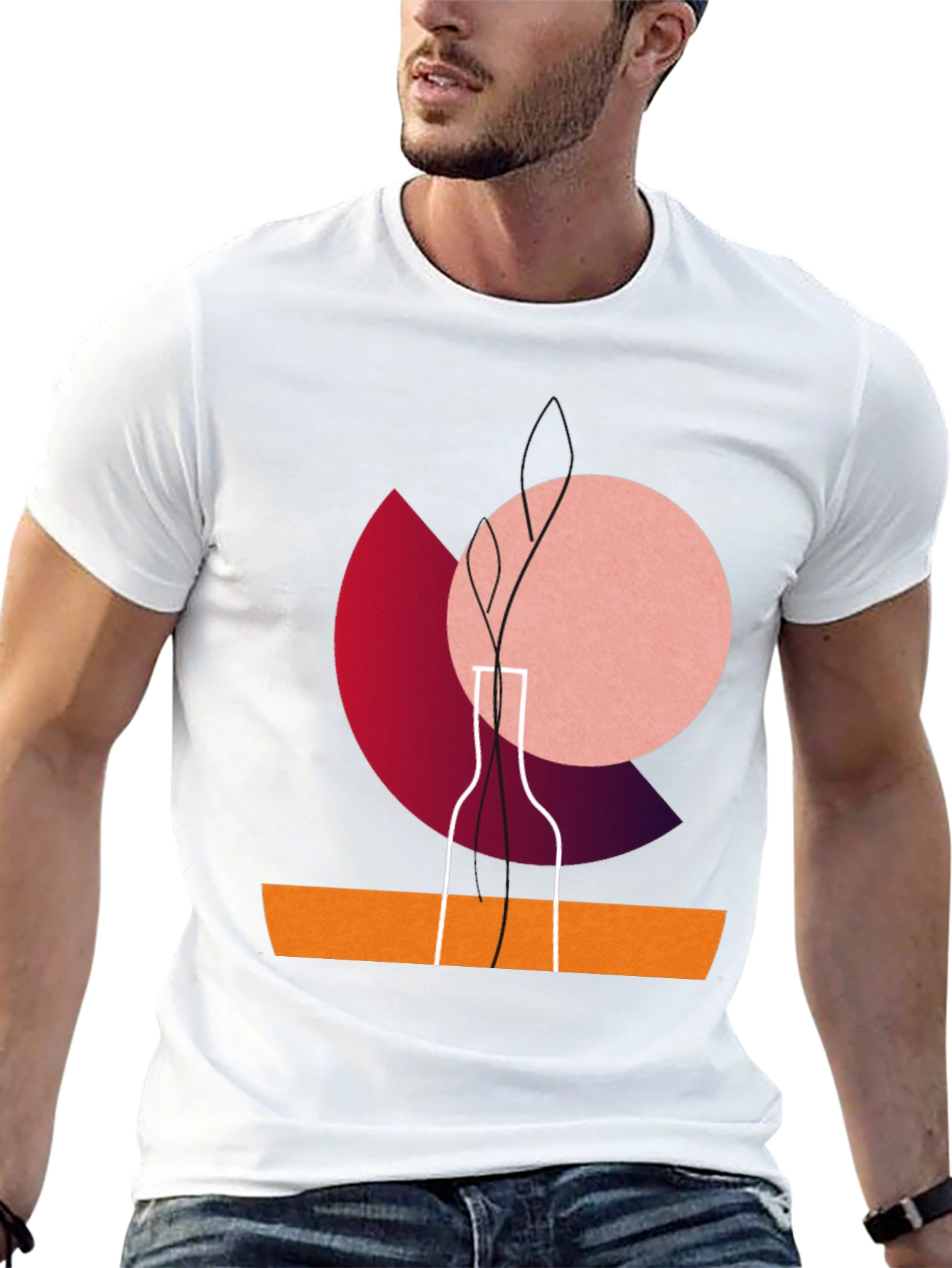 Modern Graphic Print Crew Neck T-Shirt