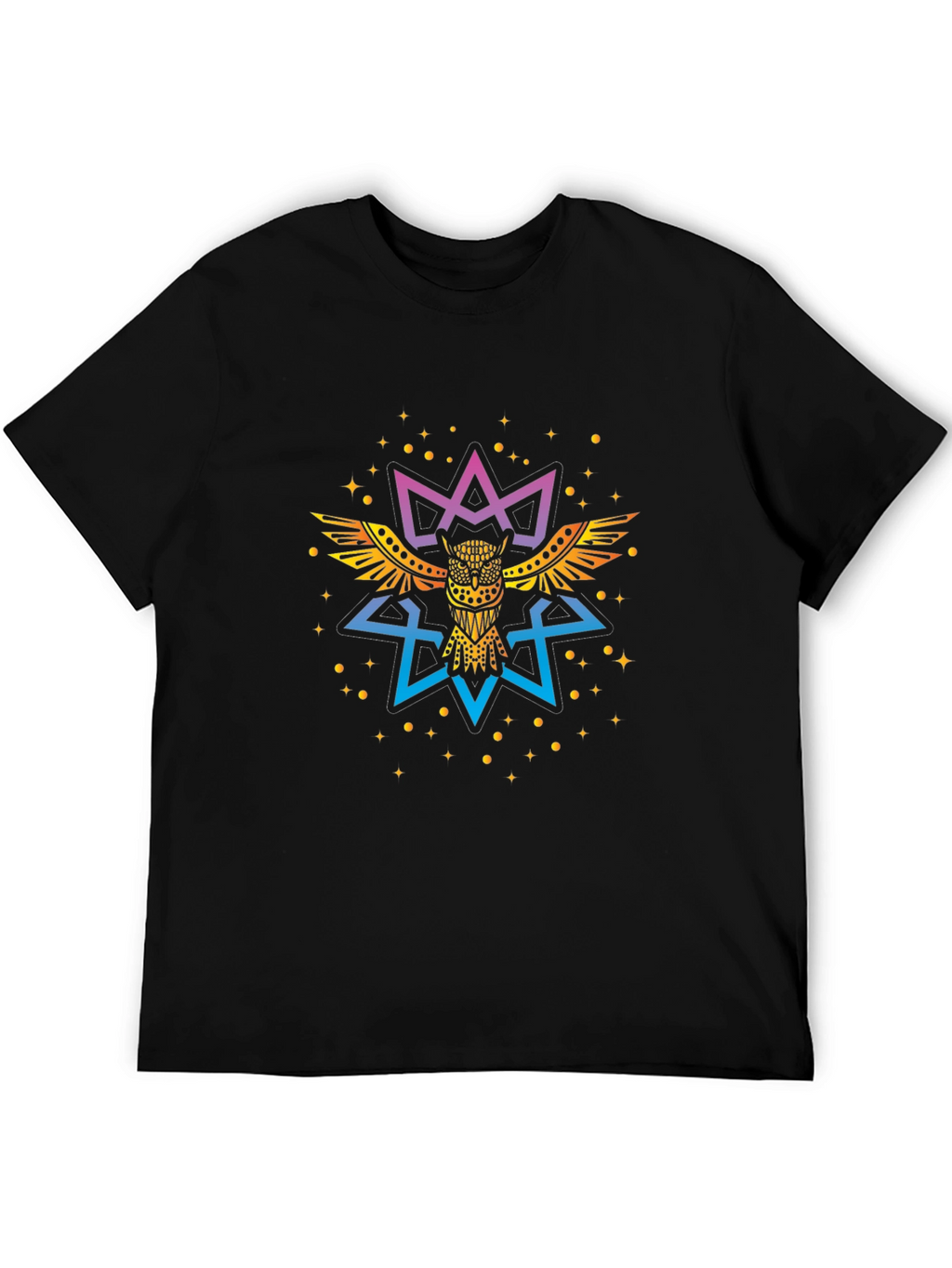 Mystic Owl Graphic Tee - Premium Black Cotton