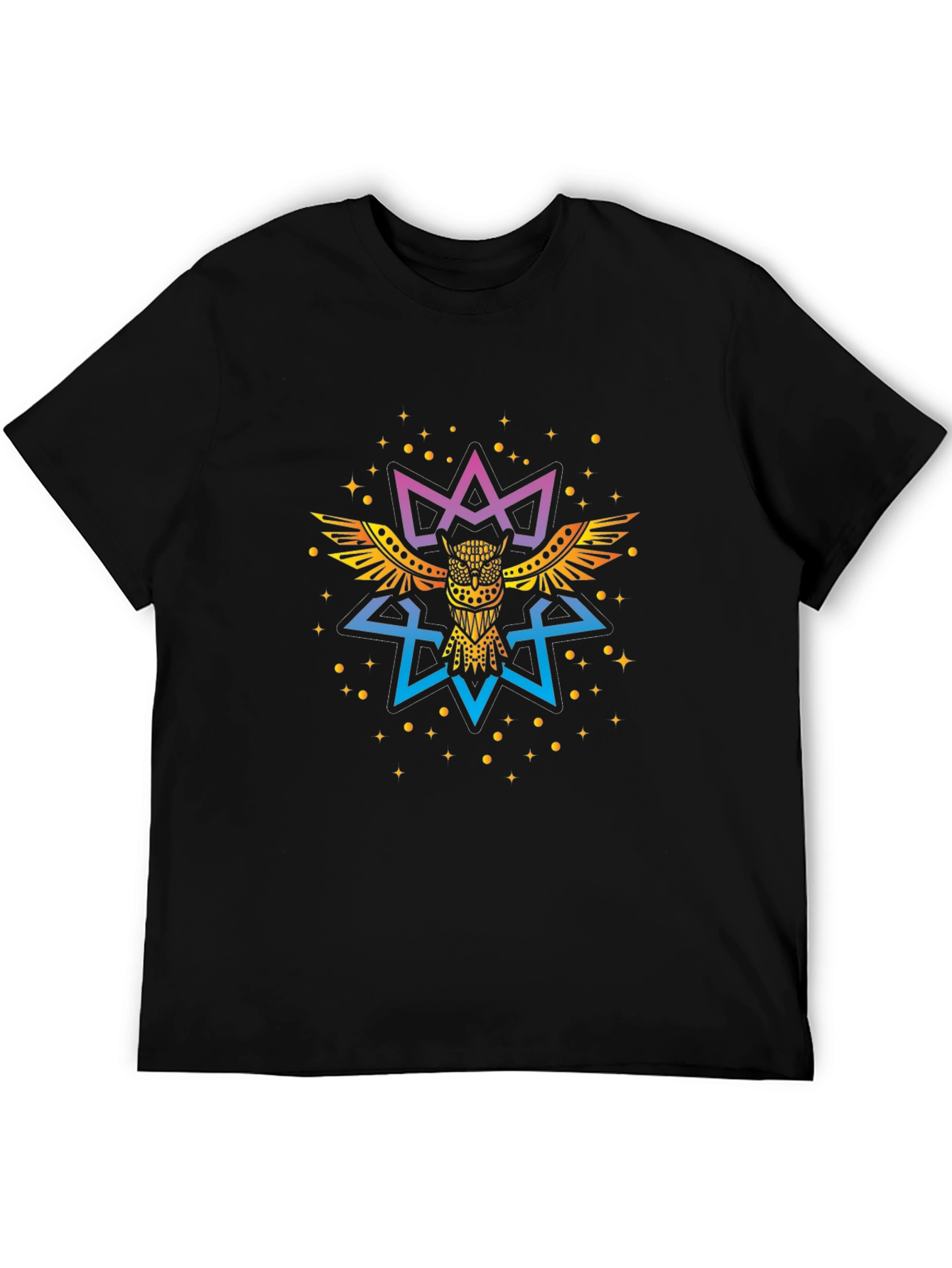 Mystic Owl Graphic Tee - Premium Black Cotton