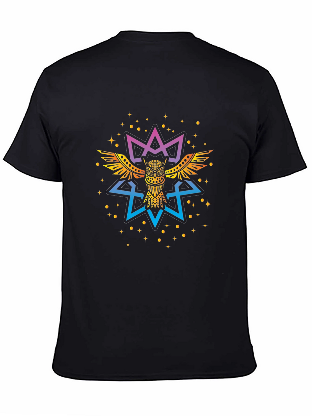 Mystic Owl Graphic Tee - Premium Black Cotton