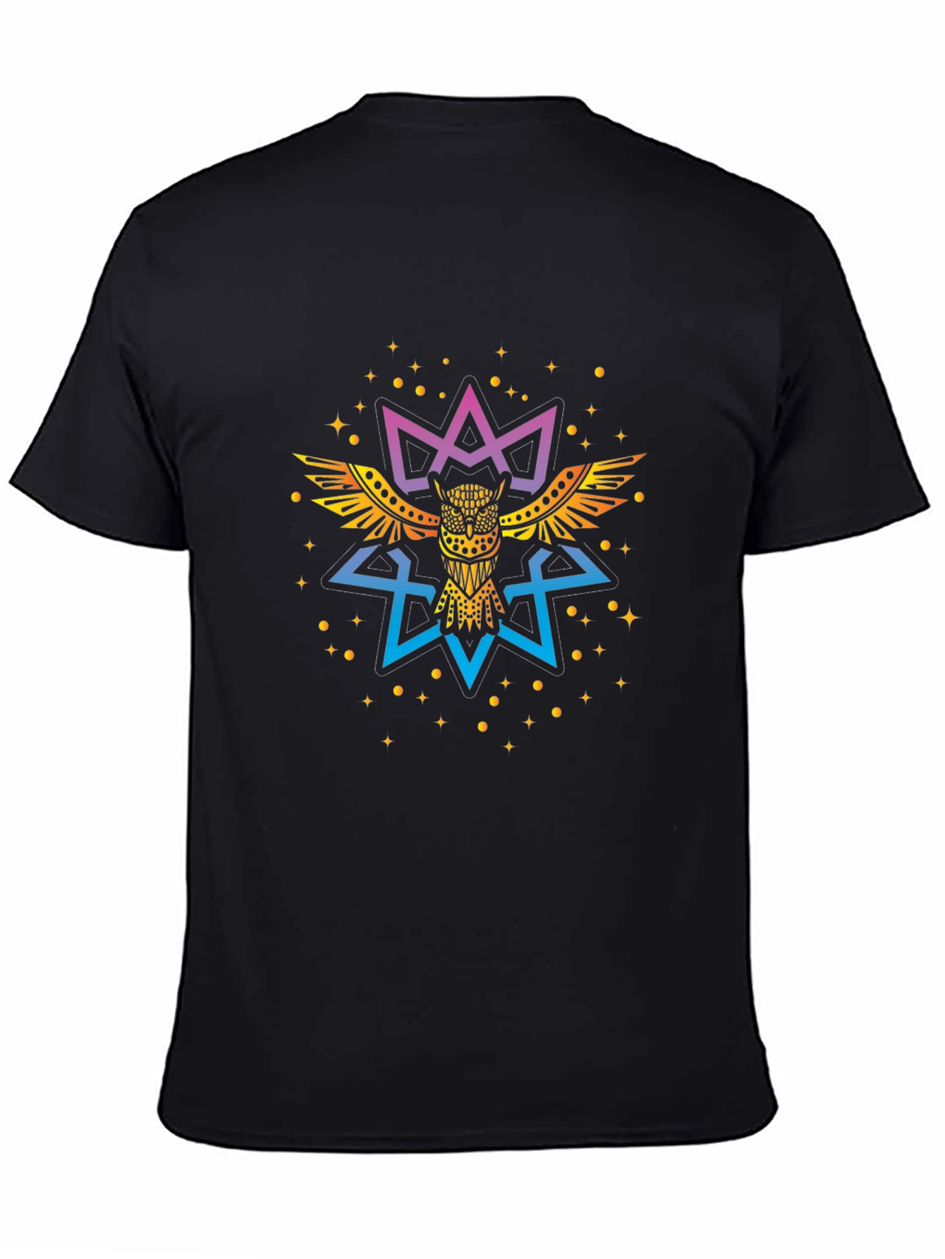 Mystic Owl Graphic Tee - Premium Black Cotton