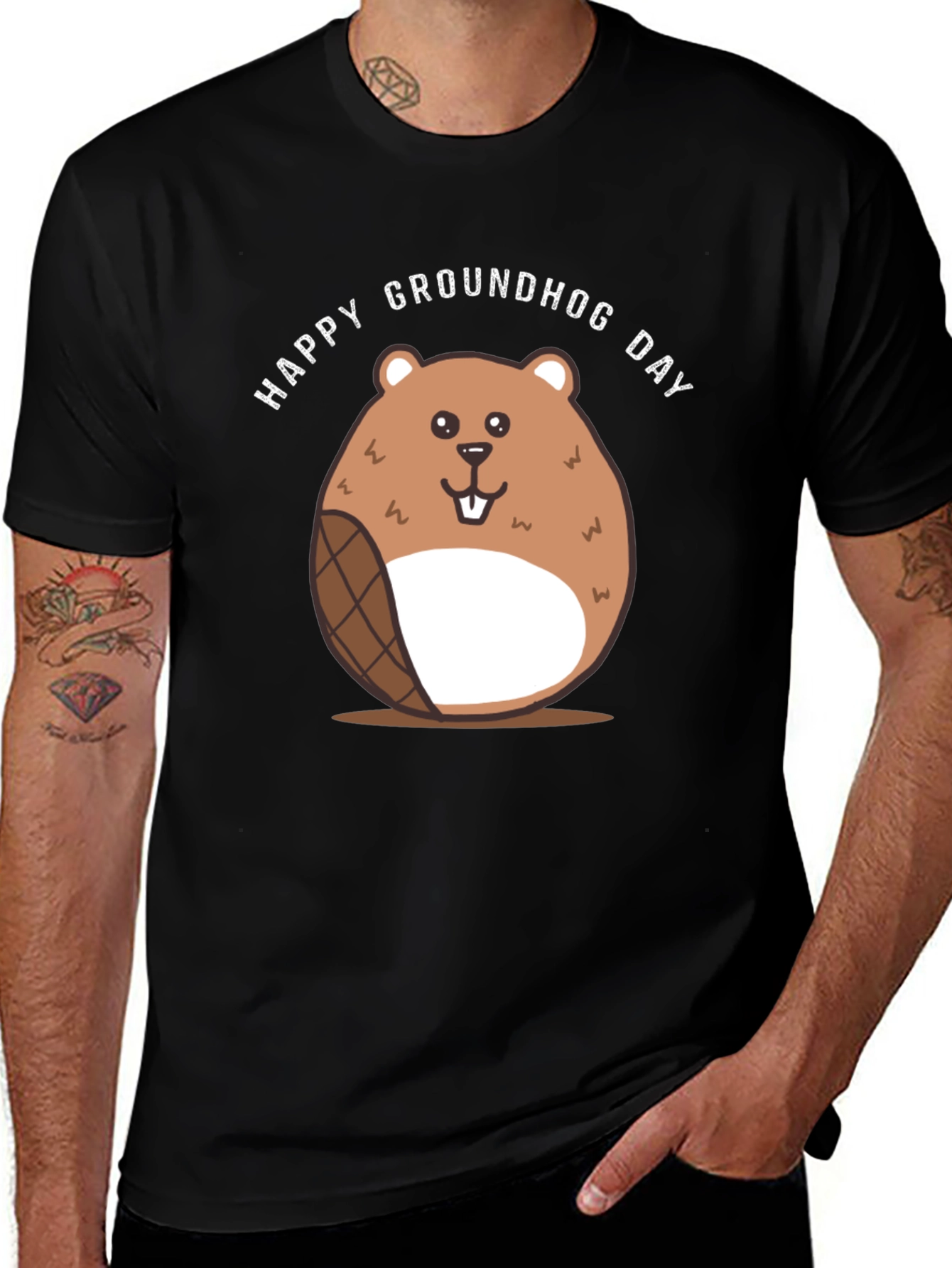 Happy Groundhog Day T-Shirt - Cute Cartoon Design