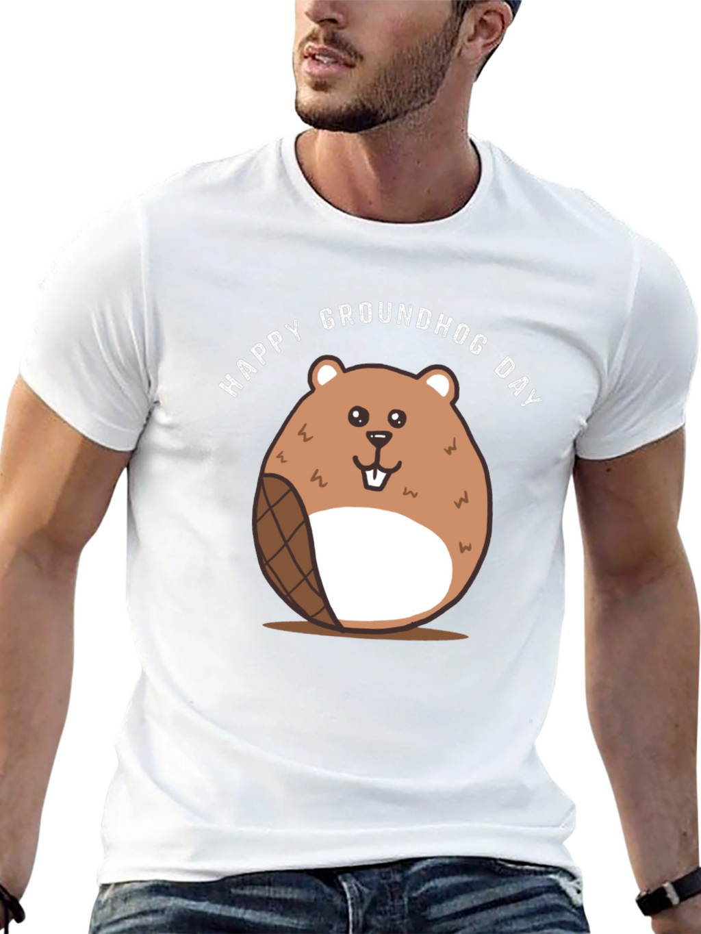 Happy Groundhog Day T-Shirt - Cute Cartoon Design