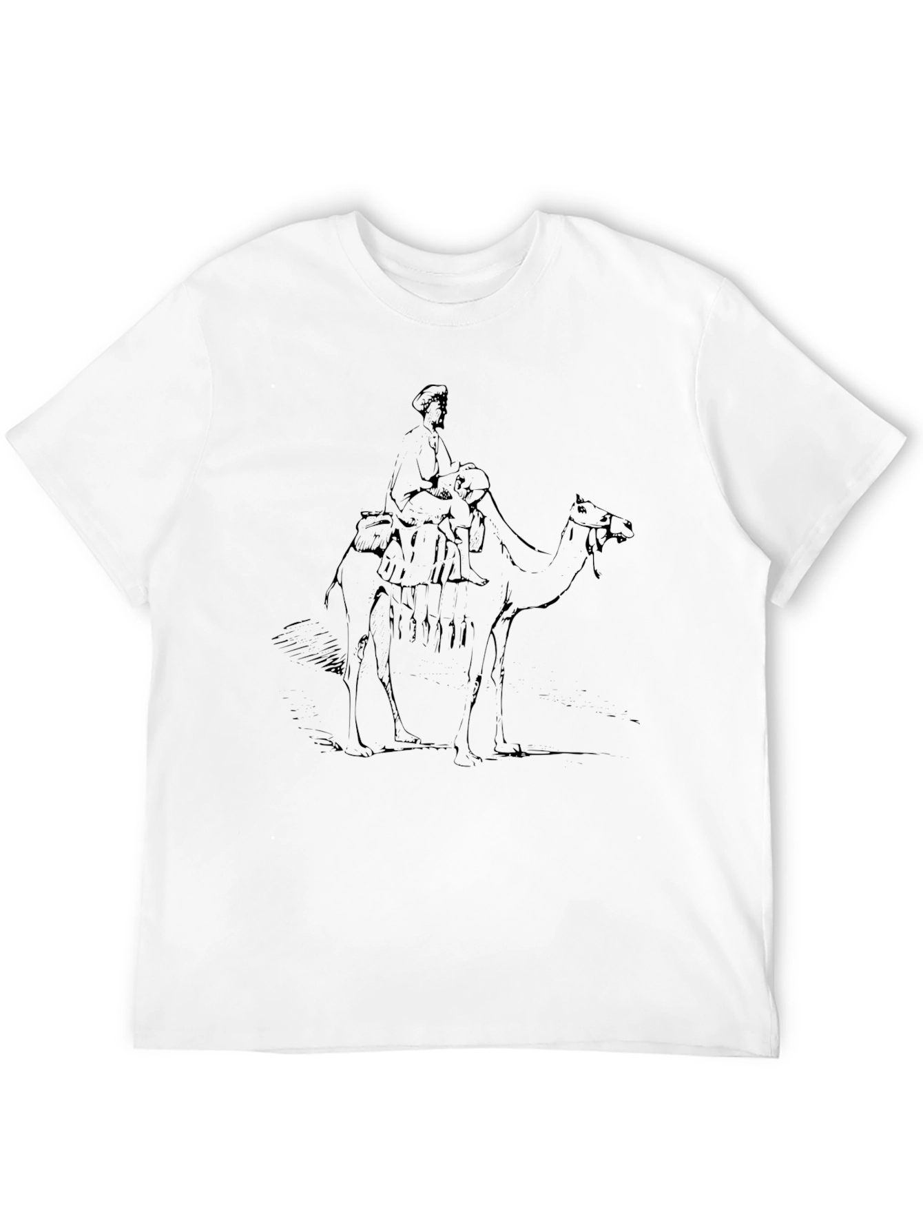 Mens Black T-Shirt with Camel Rider Graphic