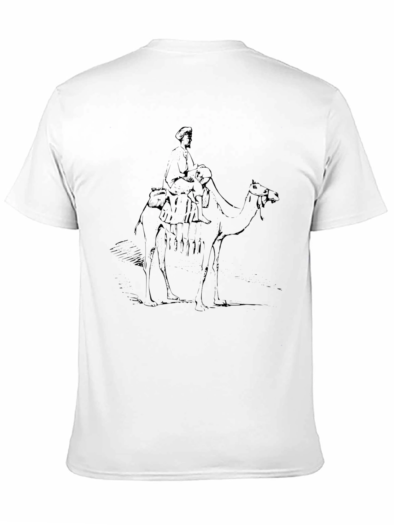 Mens Black T-Shirt with Camel Rider Graphic