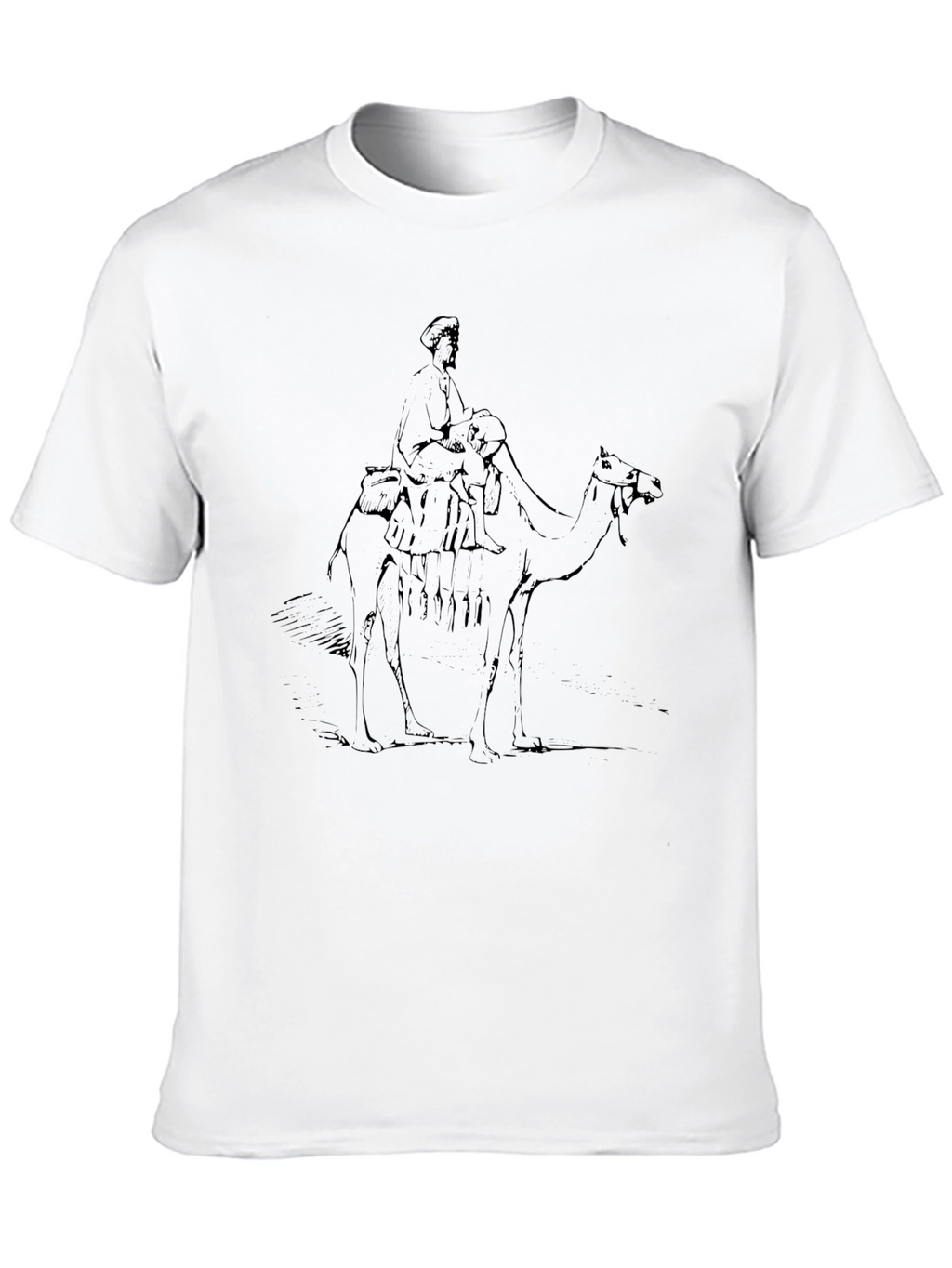 Mens Black T-Shirt with Camel Rider Graphic