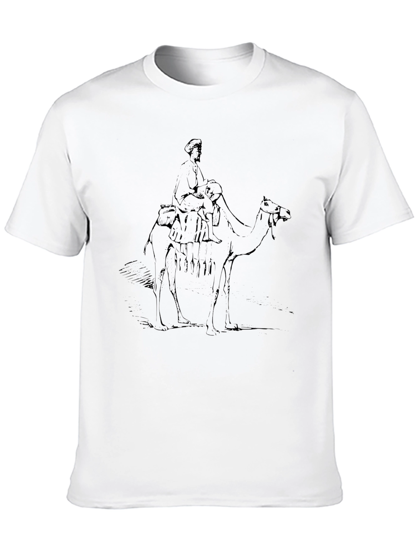 Mens Black T-Shirt with Camel Rider Graphic