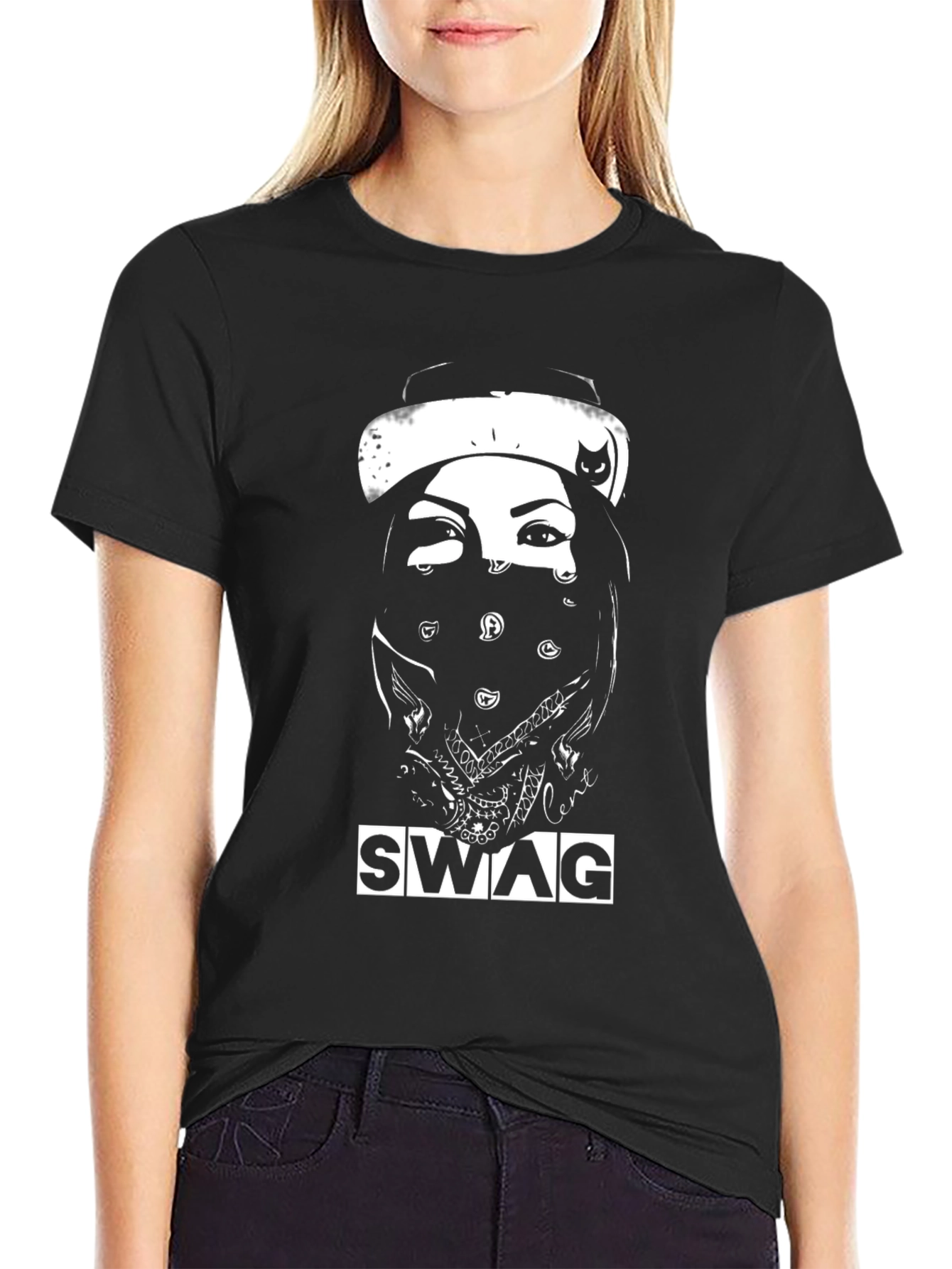 Swag Graphic Tee Black Crew Neck T-Shirt