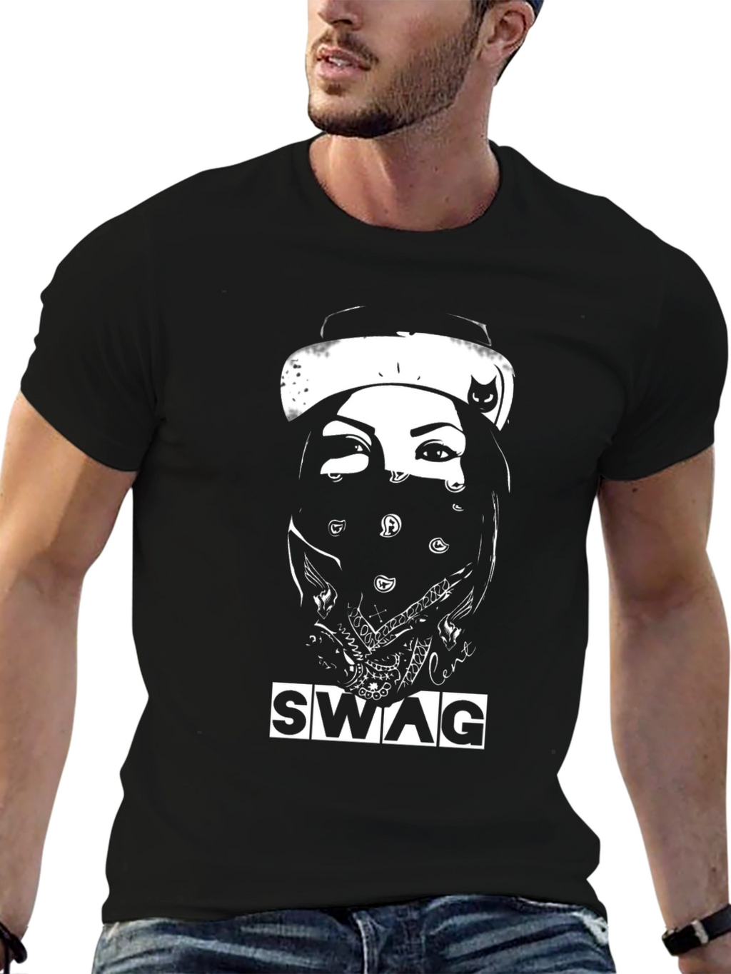 Swag Graphic Tee Black Crew Neck T-Shirt