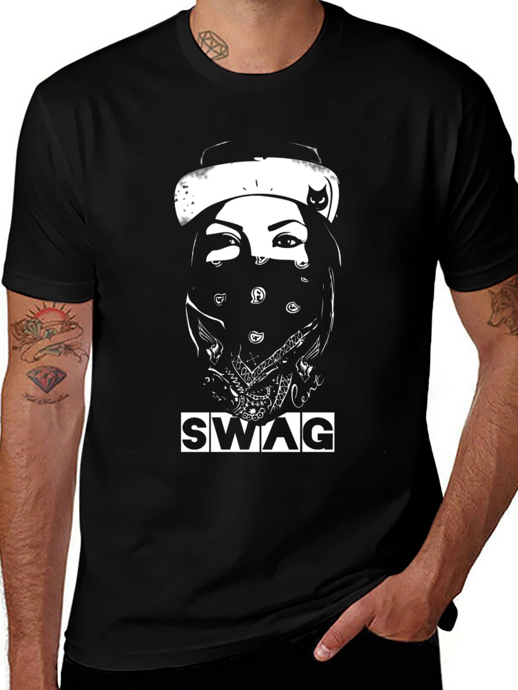 Swag Graphic Tee Black Crew Neck T-Shirt