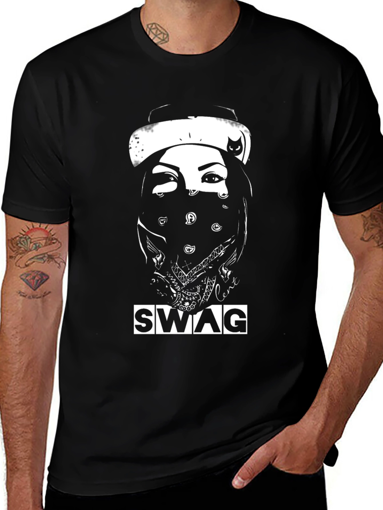 Swag Graphic Tee Black Crew Neck T-Shirt