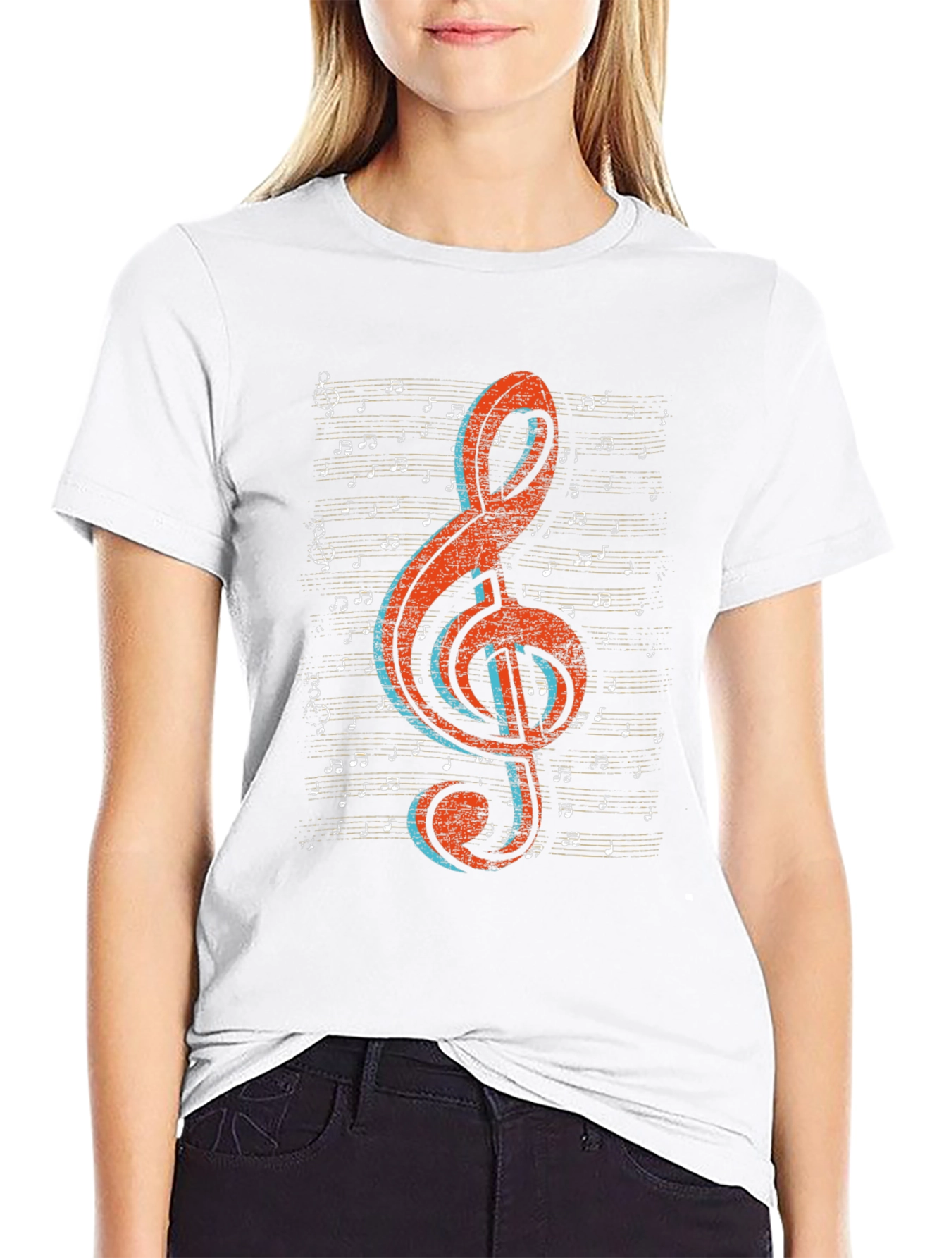 Music Note Graphic Tee - Treble Clef Design