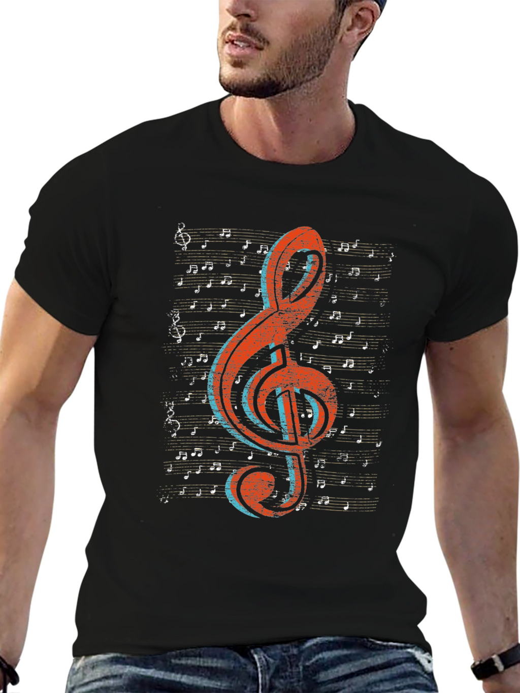 Music Note Graphic Tee - Treble Clef Design