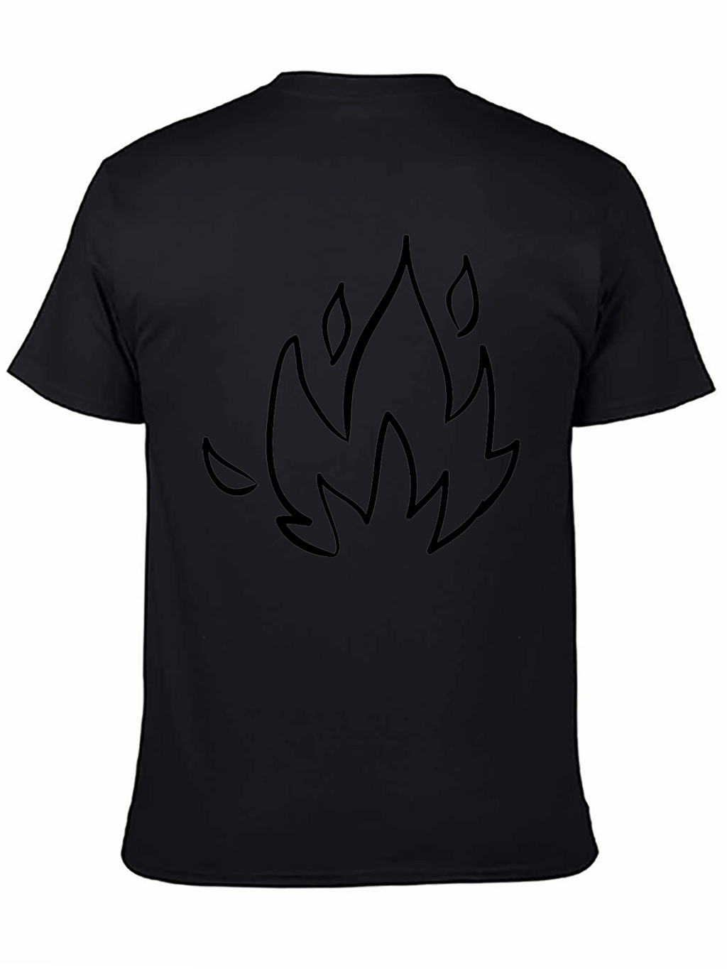 Black T-Shirt with Flame Graphic